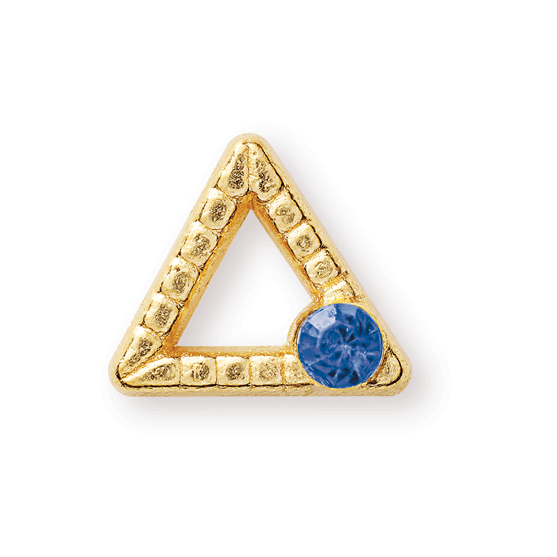 Triângulo com cristal azul escuro